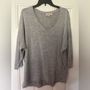 Philosophy 3/4 sleeve marled gray top (xl)